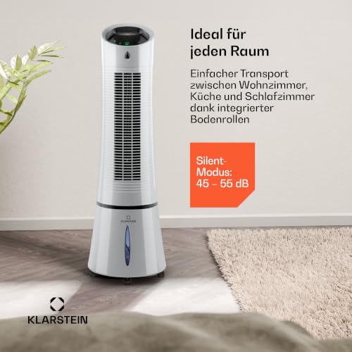 Klarstein Luftkühler mit Wasserkühlung, 5-in-1 Verdunstungskühler, Luftbefeuchter, Ventilator, Luftreiniger & Nachtmodus, Mobile Klimageräte Luftkühler 6L, 45 Watt Air Cooler, 180 m³/h Luftstrom