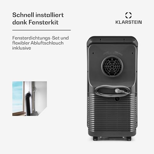 Klarstein Metrobreeze New York Smart 12k Mobile Klimaanlage – 12000 BTU, 35-59 m², App & Alexa Steuerung, 3-in-1 Kühlung, Ventilator & Entfeuchter, Energieeffizienz A, Leise, Abluftschlauch, Schwarz