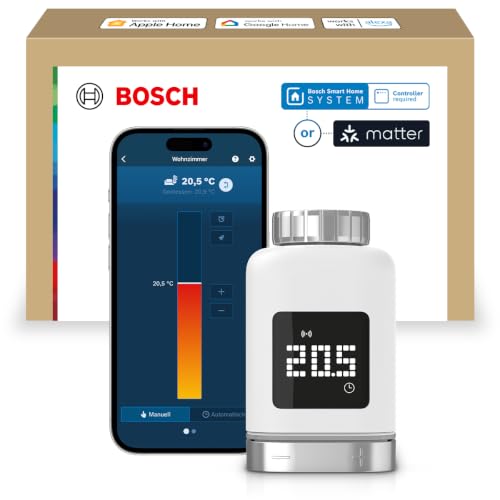 Bosch Smart Home Heizkörper-Thermostat II [+M], smartes Heizkörperthermostat für intelligentes Heizen & Energiesparen, mit Matter, App-Steuerung, Apple Home, Google Home & Alexa, Controller benötigt