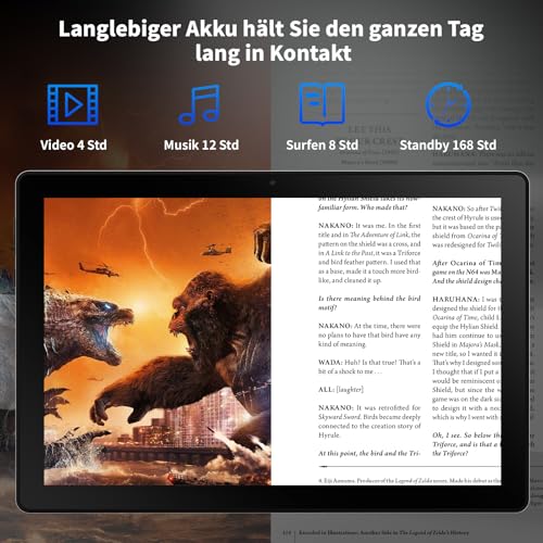 Tablet 10 Zoll 8-in-1 Kit Android 15 Tablet PC mit Hülle Tastatur Maus Stift Kopfhörer Netzstecker Kabel Octa-Core 20 GB RAM 64 GB ROM 1TB TF Erweiterbar 1280x800 IPS Touchscreen 5000 mAh (Schwarz)