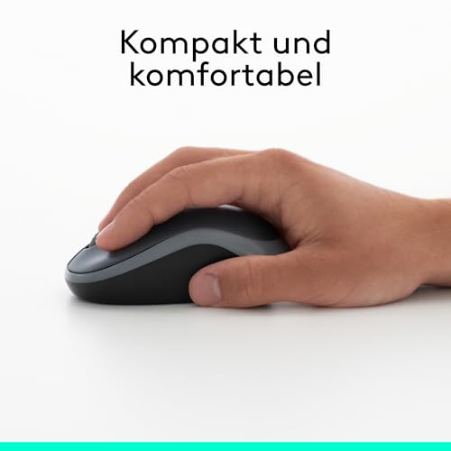 Logitech M185 Kabellose Maus, 2,4 GHz mit USB-Nano-Empfänger | 12 Monate Batterielaufzeit, 1000 DPI Optical Tracking, Für Links- und Rechtshänder, Kompatibel mit PC, Mac, Laptop - Grau