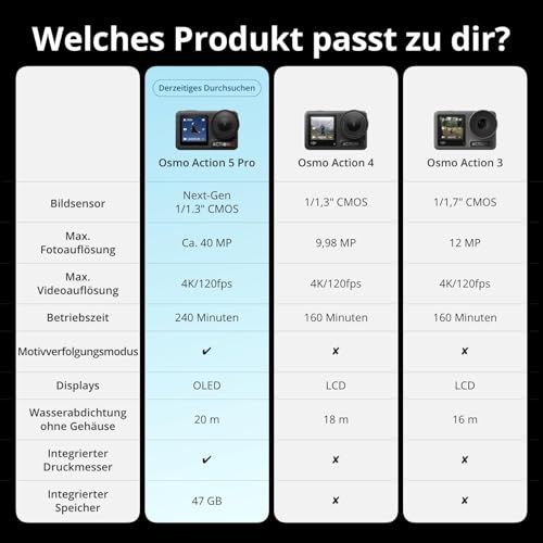 DJI Osmo Action 5 Pro Essential Combo, 4K-Action-Cam für schnellen Start | 1/1,3“ Sensor, 4K/120fps Video, Motivverfolgung, Stabilisierung, Dual OLED Touchscreens, wasserdicht, für Sport und Vlog