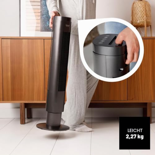 Taurus Babel RCH Turmventilator, 50 W, Höhe 86 cm, 4 Geschwindigkeiten, 3 Modi Normal/Brise/Nacht, Timer 9 h, Auto-Off, Oszillierend, Fernbedienung, Touchscreen, Grau