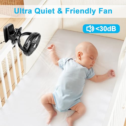 ELZO 20000mAh USB Clip Ventilator, Mini Tischventilator, LED Licht Camping Ventilator, Wiederaufladbarer Automatische Oszillierend Desktop Lüfter, Schreibtischventilator für Zuhause Büro Kinderwagen