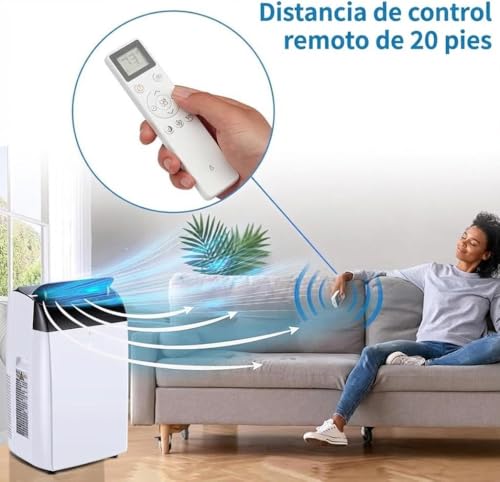 GarveeMore Tragbare Klimaanlage, 10000 BTU TCL, 3-in-1, Kühlventilator und Luftentfeuchter, Klasse A+ schnelle Kühlung, 2930 W, Fernbedienung, für Zuhause, Büro, Schwarz