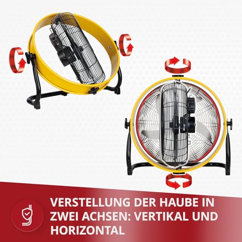 MPM Bodenventilator mit Verstellung 360 ° - Windmaschine mit 3-Stufiger Geschwindigkeitsregelung - Ventilator Groß Ø 40 cm - Bodenventilator Leise und Energiesparend 50 W