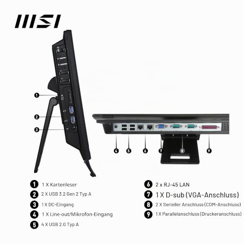 MSI PRO AP162T ADL-019DE AIO Desktop-PC, 15,6“ FHD IPS, Intel N100 CPU, 4 GB DDR4 RAM, 128GB PCIe NVMe SSD, WiFi 6E, Webcam & Lautsprecher - Tastatur, Maus, Windows 11 Pro - Schwarz