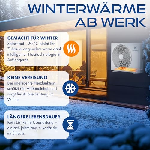 ZENIRO Multi Split Klimaanlage 2 Innengeräte Set (2 x 3,5kW) Klimagerät Air Conditioner mit Heizfunktion 21000 BTU 6,2kW A++ WiFi/App-Steuerung 4D AirFlow Heizen bis -20°C Vorgefüllt R32