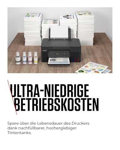 Canon PIXMA G2570 MegaTank 3in1 Multifunktionsgerät Große nachfüllbare Tintenbehälter DIN A4 (Scanner, Kopierer, Drucker, Farbtintenstrahldrucker, USB, LC Display), schwarz/grau