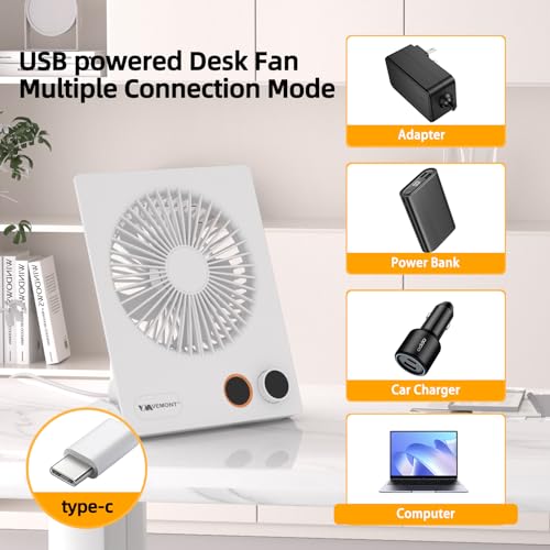 VEMONT Mini Tischventilator, USB Ventilator,5000mAh Akku-Ventilator