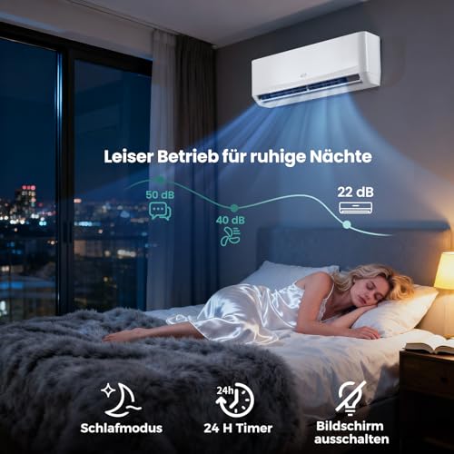 RELAX4LIFE Split Klimaanlage 12000BTU, Klimageräte mit Heizfunktion, Klima Splitgerät Kältemittel R32, Inverter-Technologie, Air Conditioner Inkl. Montagematerial, sehr leise