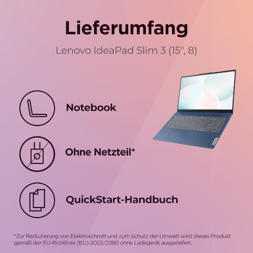 Lenovo IdeaPad Slim 3 | Laptop | Ryzen 3 | 8GB | 512GB | 15.6" Full HD Display | AMD Ryzen 3 30 | 512GB SSD | 8 GB RAM | AMD Radeon 610M Grafik | QWERTZ | Windows 11 | Blau