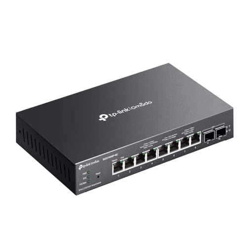 TP-Link Omada SG2210XMP-M2 2.5G PoE Switch, 8-Port 2.5G Multi-Gigabit mit 8 PoE+ Ports (160W), 2× 10G SFP+ Uplink, Smart Managed Switch, VLAN, QoS, Cloud Management, Lüfterlos