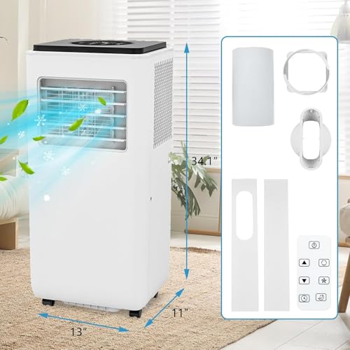 Tragbare Klimageräte 8000 BTU, Energieeffiziente AC-Einheit mit Fernbedienung, 24H Timer, Leiser Betrieb für Schlafzimmer, Büro, Schlafsaal bis zu 350 Sq.Ft, Weiß (8.000 BTU Black Top)