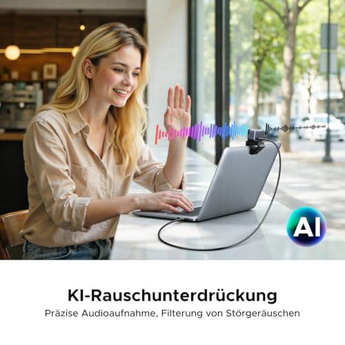 UGREEN FineCam Pro 2K, Autofokus, KI-Gestensteuerung, mit Objektivdeckel | USB-C Wecbam, 2K 30FPS, Face AE, KI-Rauschunterdrückung, Filteroptionen, Porträtmodus, Stativ, PC Kamera für Laptop/Switch 2