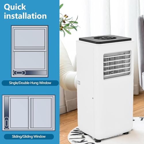 Tragbare Klimageräte 8000 BTU, Energieeffiziente AC-Einheit mit Fernbedienung, 24H Timer, Leiser Betrieb für Schlafzimmer, Büro, Schlafsaal bis zu 350 Sq.Ft, Weiß (8.000 BTU Black Top)