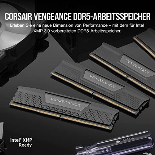 CORSAIR Vengeance DDR5 64GB (2 x 32GB) Bis zu 6400MHz Intel RAM | Arbeitsspeicher für Gaming-PCs, Kompatibel mit Intel XMP 3.0, CL42, Schwarz, CMK64GX5M2B6400C42
