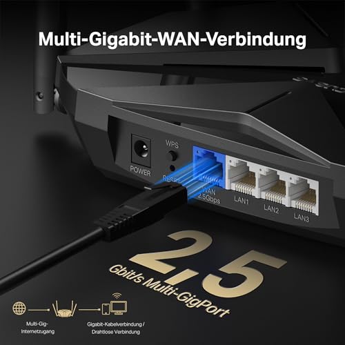 Mercusys MR85X Wi-Fi 6 WLAN-Router, Dualband AX3000, 1 × 2,5G-Port + 3 × Gigabit-Ports, unterstützt OpenVPN/L2TP/IPSec/WireGuard, WPA3, Kindersicherung, Keine DSL-Unterstützung