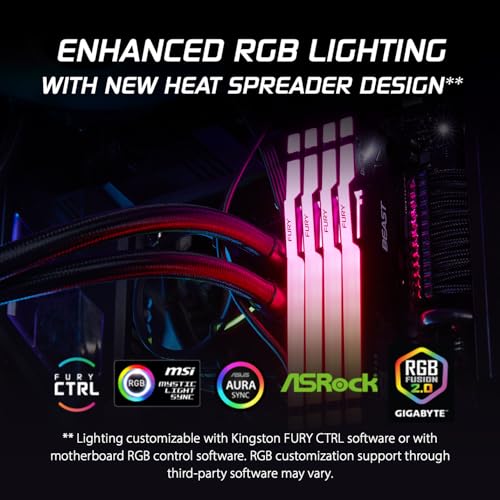 Kingston FURY Beast Schwarz RGB EXPO 32GB 6400MT/s DDR5 CL32 DIMM Desktop Gaming Speicher Kit mit 2 - KF564C32BBEAK2-32