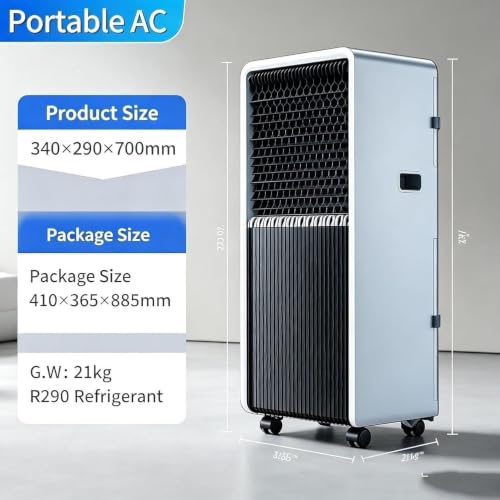 AIEIJJH 14000 BTU Mobile Klimaanlage Kühlung Nur, 220-240V 50Hz Tragbare AC mit Leiser Kompressor, Fenster Abluft Set, Rollen, Kompakte Kühlgerät, A+12000 Btu, A+12000 BTU