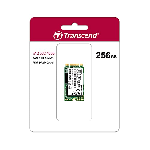 Transcend 256GB MTS430S M.2 SATA III 2242 SSD, DRAM-Cache, B+M-Schlüssel | Nicht kompatibel mit NVMe-Steckplätzen, internen SSDs, LDPC-Fehlerkorrektur (ECC) für Laptops und Desktop-PCs