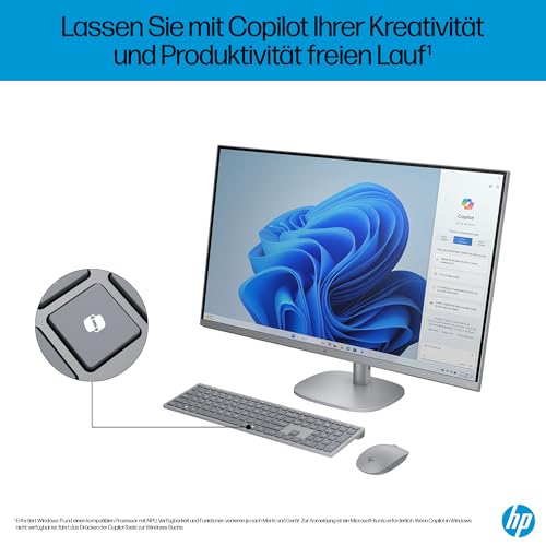 HP OmniStudio X 32-c0275ng All-in-One KI PC, 31.5 Zoll Entspiegeltes UHD-4K-Display, Intel Core Ultra 7 155H, 16 GB DDR5-SDRAM, 1 TB SSD, Intel Arc Graphics, Windows 11 Home, QWERTZ Tastatur, Silber