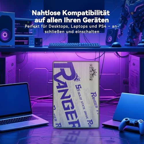 KingSpec OneBoom 2TB SSD 2,5 Zoll SATA III internes Solid-State-Laufwerk, 560 MB/s Lesegeschwindigkeit, 3D-NAND-Flash, SATA3 6 Gb/s, für PC, Laptop und PS4-Upgrade (S5-2TB)