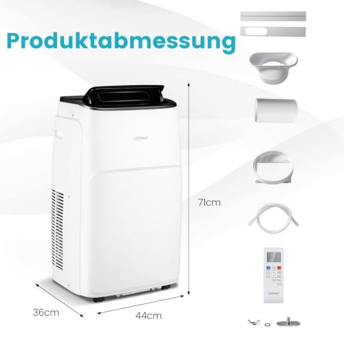COSTWAY 12000 BTU mobile Klimaanlage mit Abluftschlauch, APP/Fernsteuern | Klimagerät für Raum bis 120 m³, 5 in 1 zum Kühlen & Heizen & Entfeuchten & Ventilieren & Schlafmodus, Automatisches Abtauen