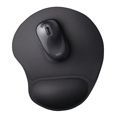 Trust Bigfoot Ergonomisches Mauspad mit Gelkissen 236 x 205 mm, Softgel Handballenauflage, Mikrofaseroberfläche, Mousepad mit Handauflage, rutschfeste Unterseite - Schwarz