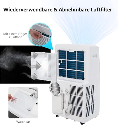 GOPLUS 16000 BTU Klimaanlage mobil, Klimagerät mit Abluftschlauch, 5 in 1: Kühlen & Heizen & Entfeuchten & Belüften & Schlafmodus, 4700W, 24H-Timer, App & Fernbedienung, ≤57dB, für Räume bis zu 150 m³