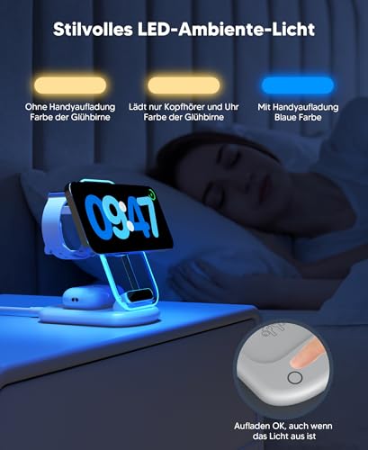 3 in 1 Mag Safe Ladestation für Apple Watch und iPhone & AirPods | faltbar iPhone Ladestation Kompatibel mit Mag Safe Ladegerät,für iPhone 18 pro/18 pro max/17e/Air-12,für Apple Watch,Airpods