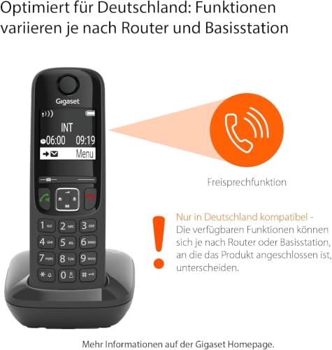 Gigaset AS690 Duo - 2 Schnurlose DECT-Telefone - kontrastreiches Display - brillante Audioqualität - einstellbare Klangprofile - Freisprechfunktion - Anrufschutz, schwarz [Deutsche Version]