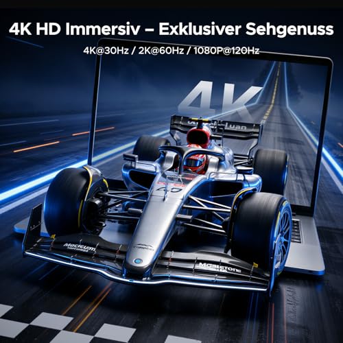 UGREEN 4K 30Hz Mini Displayport auf HDMI Adapter Unidirektional | Aluminium Mini DP auf HDMI Thunderbolt 1/2 Unterstützt 4K 30Hz 2K 60Hz 1080P 120Hz, 10,2 Gbit/s, HDR, Plug-and-Play