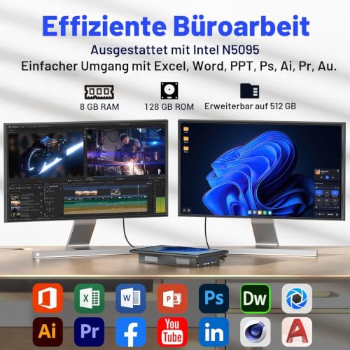 10,1-Zoll Industrie-Einbau-Panel-PC mit Windows 11, 10-Punkt-Touchscreen, Celeron N5095, 8 GB RAM 128 GB ROM, Dual HDMI 2.0, WiFi 5 und Bluetooth 5.0 – ideal für Büro, Automatisierung, Kiosk, Bar