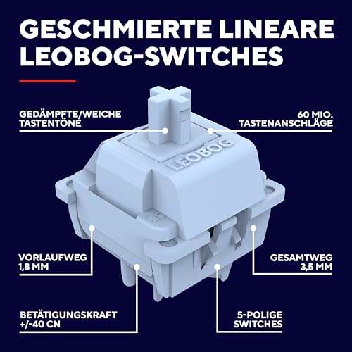 GXTrust Xyra Gasket TKL Mechanische Tastatur Deutsches Layout (QWERTZ) | Hot-Swap Creamy Gaming Tastatur 80%, USB Kabel, RGB Beleuchtung Programmierbar, 5-pin Leobog Linear 60M Schaltern, Weiß