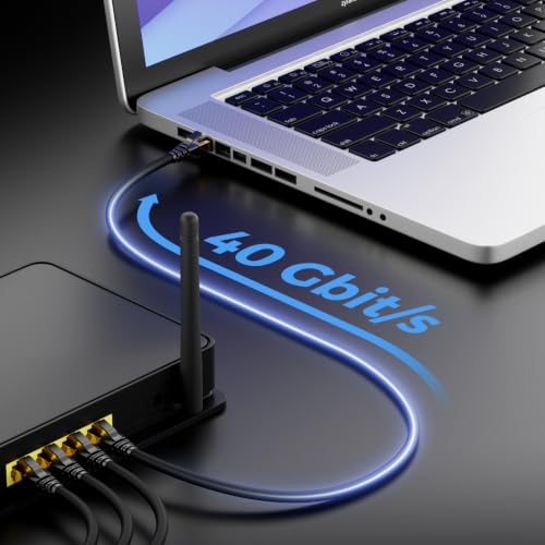 deleyCON 1,5m CAT8.1 LAN Patchkabel RJ45 S/FTP 40 Gbit 2000 MHz - Schwarz