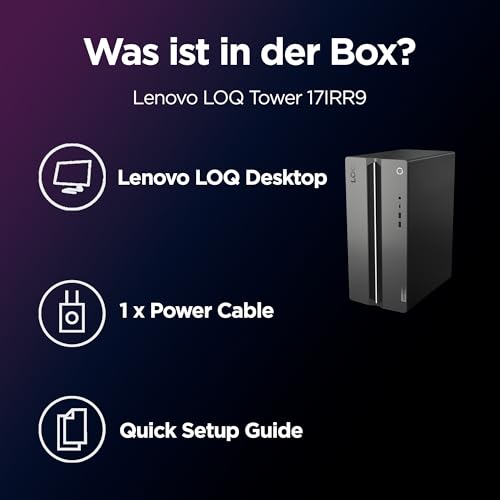 Lenovo LOQ Tower Gaming Desktop-PC | NVIDIA GeForce RTX 5060 | Intel Core i5-14400F |16GB RAM | 1TB SSD | Win11 Home | Luna Grau - Raven Schwarz | 17L | 3 Monate GamePass | 3 Monate Premium Care