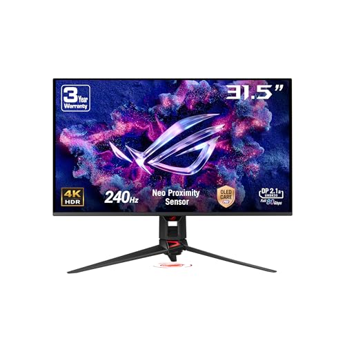 ASUS ROG Swift PG32UCDMR 32 Zoll 4K QD-OLED Gaming Monitor | 300 Hz, OLED Care Pro, 0.03ms, G-SYNC kompatibel, 99% DCI-P3, USB-C 90W, DisplayWidget Center, für PS5, DP, HDMI