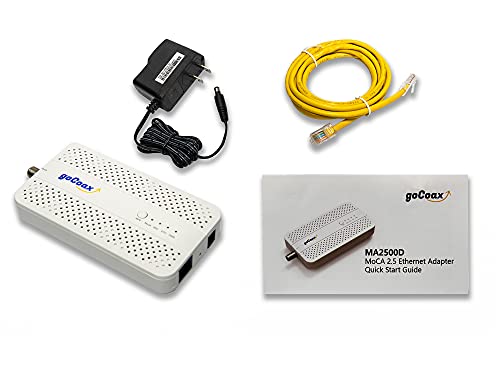 goCoax MoCA 2.5 Adapter MA2500D | Ethernet über vorhandenes Koaxialkabel, 2,5-GbE-Port (RJ45) | Für Gaming-PC, Smart-TV und WLAN-Backhaul | Mindestens 2 Adapter erforderlich | Weiß