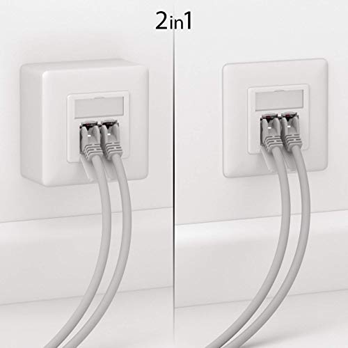 deleyCON CAT6 Universal Netzwerkdose 2x RJ45 Port geschirmt, 1 Stück - Weiß | Aufputz oder Unterputz, 1 Gigabit Ethernet Netzwerk, EIA/TIA 568A&B