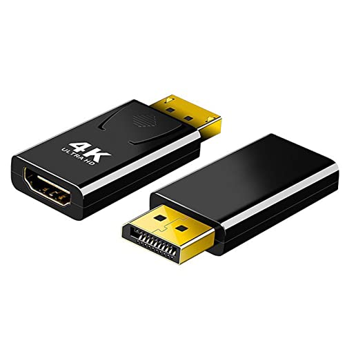 SHUBEIEUMI DP auf HDMI Adapter, 2 Stück 4K DisplayPort auf HDMI Adapter, HDMI zu Displayport (DP) Adapter, 1080P 4K 3D Vergoldeter DP zu HDMI Konverter für Lenovo, HP, Dell, Mehr PC