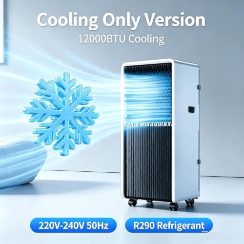HURUMA 18000 BTU Mobile Klimagerät Nur Kühlung, 220-240V 50Hz, leiser Kompressor, Fensterabdichtung, Rollen, Kleiner Luftkühler für Schlafzimmer Büro Wohnung, A+12000 BTU, A+12000 BTU
