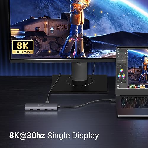UGREEN Revodok USB C Docking Station, 10 IN 1 USB C Hub 2 HDMI | Dockingstation mit SD/TF Kartenleser, Gigabit Ethernet, Kabellänge 30cm, 4X USB C/USB A Ports, PD 100W Schnellladen