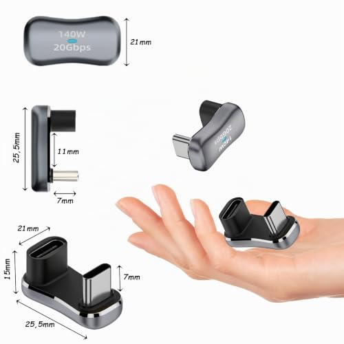 Leloco USB C Winkelstecker 180 Grad 140W PD Adapter für Steam Deck