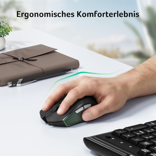 Acer Maus Kabellos 4000 DPI, Wireless Mouse 2,4Ghz mit 5 Einstellbare DPI, Batteriebetriebene Funkmaus, USB-A Computermaus für Laptop, PC, Chrombook-Schwarz