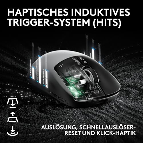 Logitech G PRO X2 SUPERSTRIKE LIGHTSPEED kabellose Gaming-Maus | Super schnell, äußerst leicht (61 g), anpassbare Klick-Haptik, USB-C-Aufladung, für PC/Mac/Laptop - Weiß