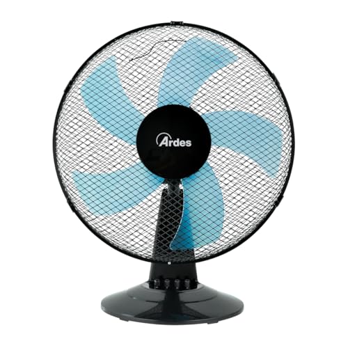 Ardes - AR5ST40N Tischventilator STEELO 40N 5 Flügel - Tischventilator 40 cm Oszillierend mit verstellbarer Neigung - Ventilator 3 Geschwindigkeiten leise, Schwarz
