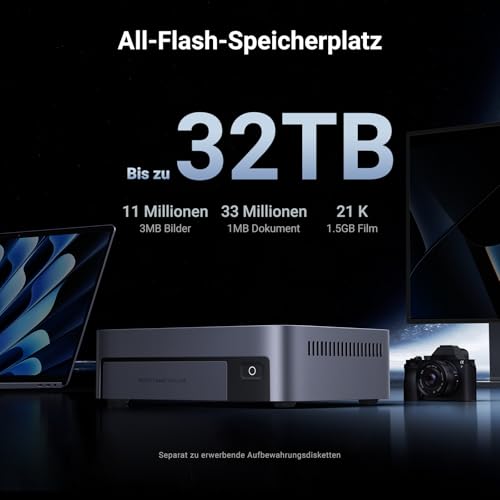 UGREEN NASync DXP480T Plus 4 Bay All Flash NAS für Kreativprofis (ohne HDD) | Intel Core i5-1235U, 10GbE & Wifi 6, 8GB DDR5 bis 64GB, Integrierte 128GB SSD, 4x M.2 NVMe, 8K HDMI, 2×Thunderbolt
