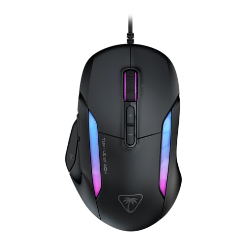 Turtle Beach Kone II ergonomische RGB-PC-Gaming-Maus mit Kabel | Ash Black, 26K-DPI-Sensor, optische Schalter, 23 belegbare Eingaben, ergonomisch, 4D Scroll Wheel, Gleiter aus reinem PTFE
