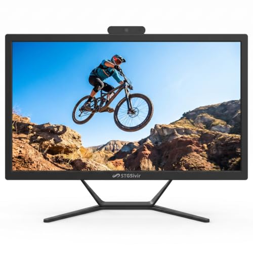 STGSivir All in One PC, 21.5" FHD Display, Core i5, 16G RAM, 512G SSD | PC All in One, WLAN, BT 5.0, Webcam, Win11 Pro, Schwarz, AIO PC für Zuhause & Büro